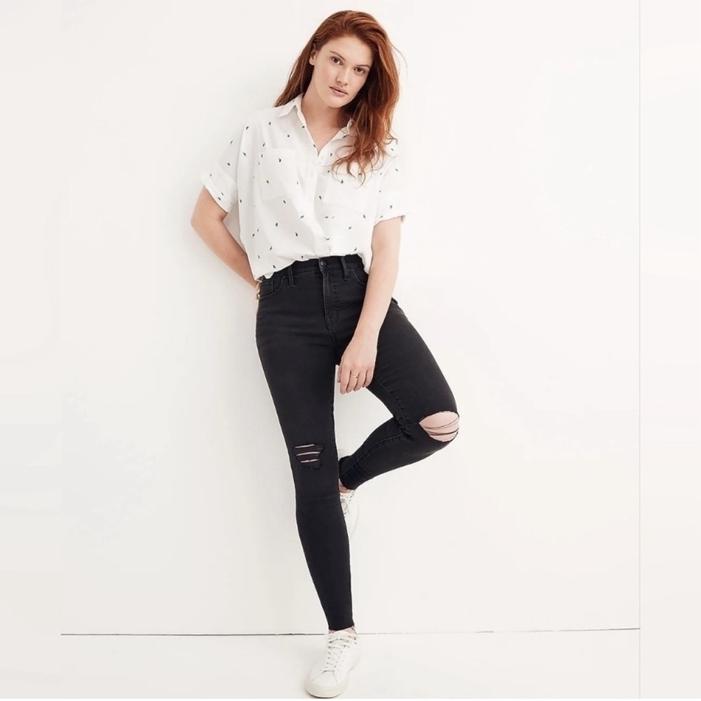 Madewell Tall 9" Mid-Rise Skinny‎ Jeans in Black Sea